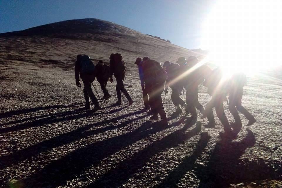 Participants Trekking to base camp